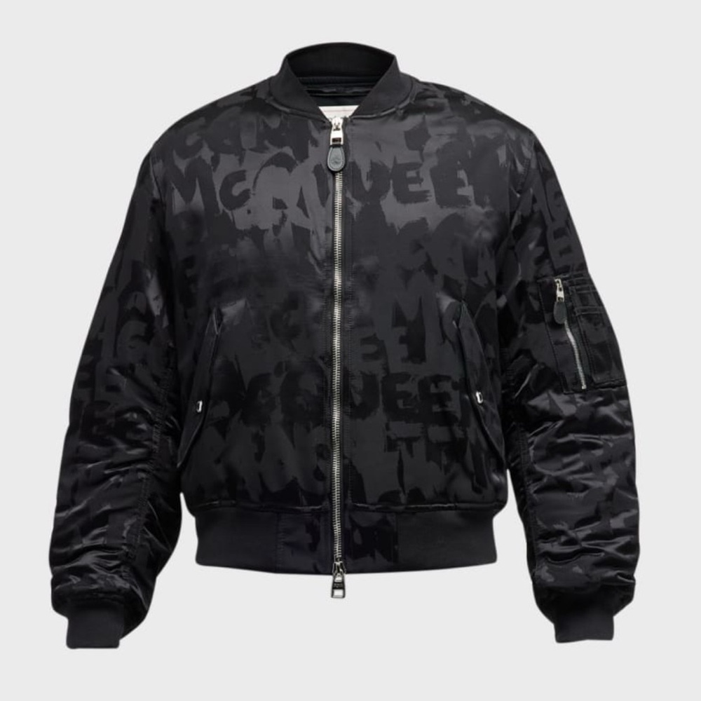 Alexander McQueen Graffiti logo-print bomber jacket